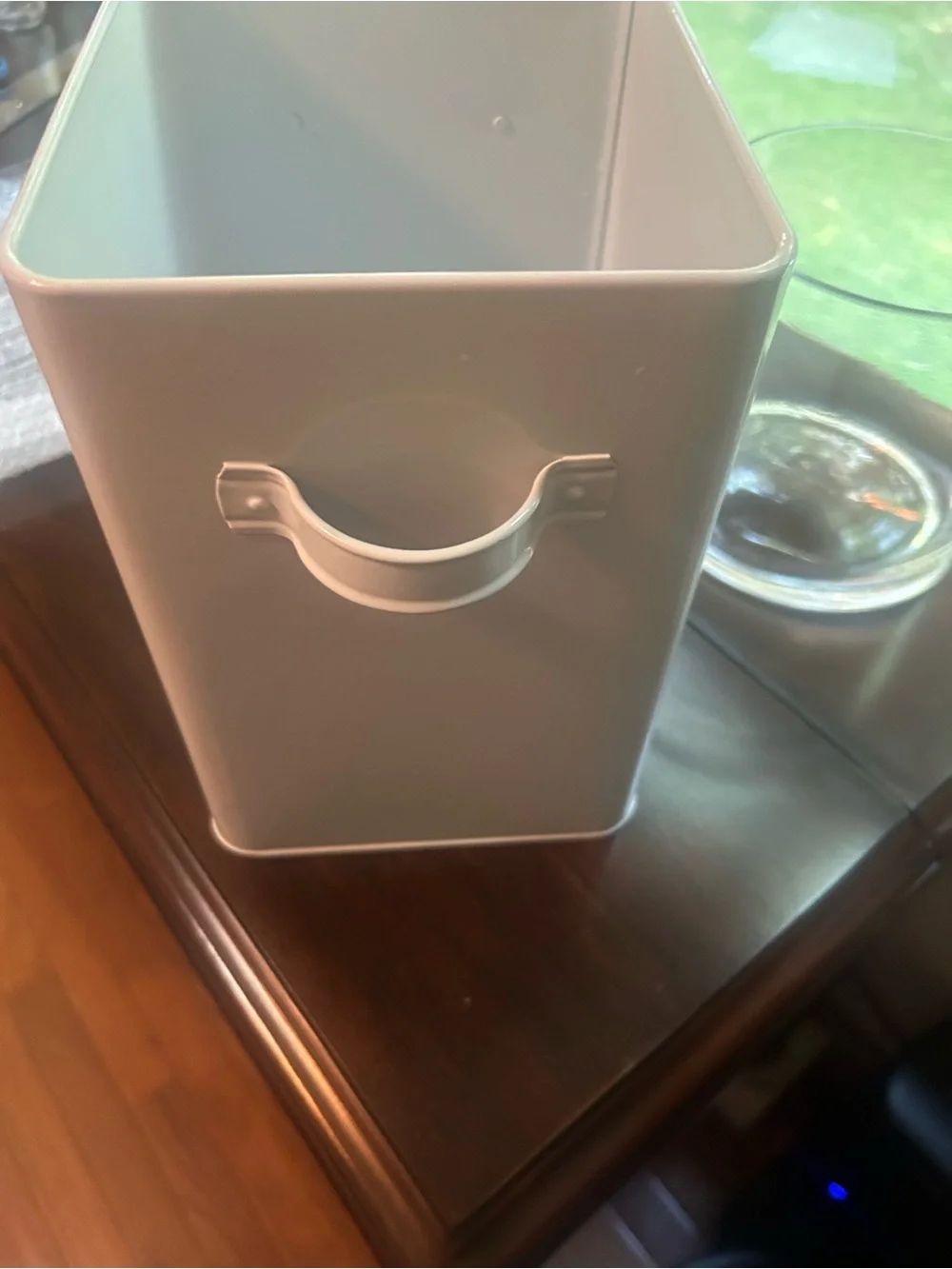 White Metal Storage Canister with Lid